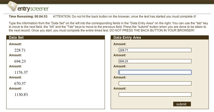 entryscreeners ten key speed